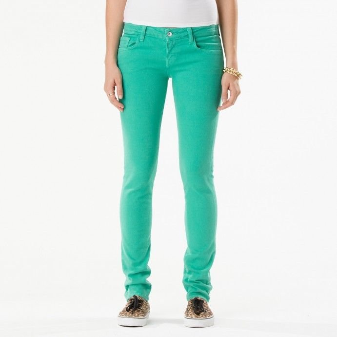 spodnie damskie VANS - SKINNY DENIM SEA GREEN CHEET-M