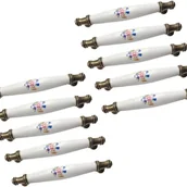 Zawiasy, okucia i inne akcesoria - 10 szt. uchwytów do szuflad, uchwytów meblowych, uchwytów łukowych, ceramicznych, odległość między otworami 128 mm (niebieski powój) - miniaturka - grafika 1