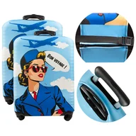 Akcesoria podróżnicze - 2x Pokrowiec ochraniacz na walizkę Sillar z motywem stewardessy 62x43x27cm - miniaturka - grafika 1