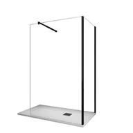 Ścianki i drzwi prysznicowe - Ścianka prysznicowa Walk-in narożna z podwójnym szkłem 8 mm, montaż odwracalny, czarny mat - 90X100 montaż odwracalny - miniaturka - grafika 1