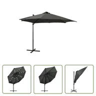 Parasole ogrodowe - The Living Store Parasol wiszący z lampkami LED i słupkiem - antracytowy - 300 cm - Parasol Wiszący - miniaturka - grafika 1