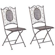 Meble ogrodowe - Shumee Zestaw 2 krzeseł ogrodowych metalowy czarny BORMIO - miniaturka - grafika 1