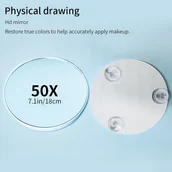 Lusterka do makijażu - TEMU 7,1-calowe Ulepszone Lusterko Powiększające 50X z Przyssawką - HD Lustro do Makijażu z Regulowanym Kątem, Bezdrutowe Montaż na Ścianie/Okiennym - miniaturka - grafika 1