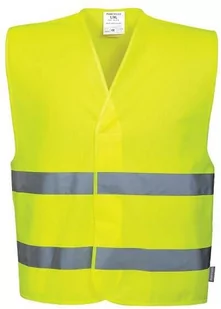PORTWEST C474 KAMIZELKA OSTRZEGAWCZA Z DWOMA TAŚMAMI POZIOMYMI; ŻÓŁTY (L/XL) - Odzież robocza - miniaturka - grafika 1