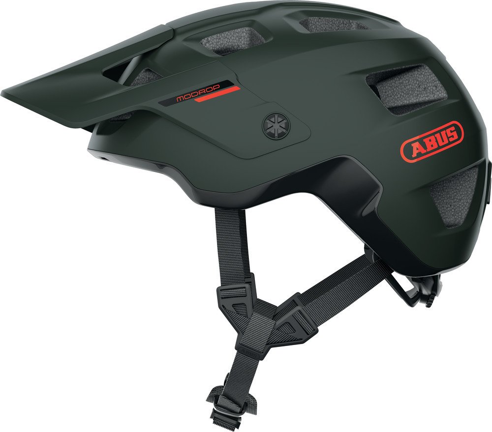 Kask ABUS MTB MoDrop - solidny kask rowerowy z dobrą wentylacją dla rowerzystów górskich - indywidualne dopasowanie - unisex - zielony matowy, L