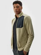 Koszulki sportowe męskie - Męski polar rozpinany bez kaptura 4F 4FWAW24TFLEM250 - oliwkowy - miniaturka - grafika 1