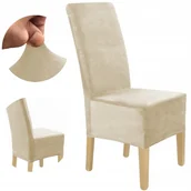 Pokrowce na meble - POKROWIEC NA KRZESŁO XXL SKOŚNE KASZMIROWY BEŻ WELUR ELASTYCZNY UNIWERSALNY - miniaturka - grafika 1