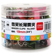 Spinacze i klipsy do papieru - Klipsy do akt Deli 19m buźki uśmiechnięte opakowanie 40 sztuk - miniaturka - grafika 1