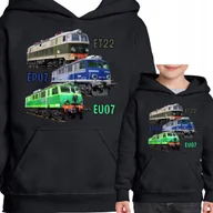 Bluzy dla dziewczynek - BLUZA DZIECIĘCA Z KAPTUREM NADRUK POCIĄG PAROWÓZ LOKOMOTYWA 116 3431 CZARNA - miniaturka - grafika 1