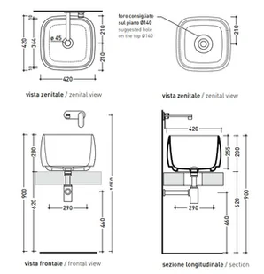 Flaminia Flag Umywalka nablatowa 40x40 cm biała FG40H28 - Umywalki - miniaturka - grafika 2