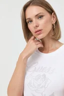 Koszulki sportowe damskie - Guess t-shirt damski kolor biały - miniaturka - grafika 1