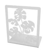 Podpórki do książek - Elior Biała metalowa podpórka na książki z roślinnym dekorem A8-F63 - miniaturka - grafika 1