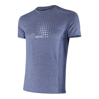 Koszulki sportowe męskie - Męska koszulka techniczna krótki rękaw Fitness Running Cardio Melange Blue - grafika 1