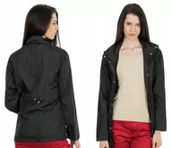 Kurtki damskie - Kurtka Damska Przejściowa Wiatrówka 57130 XXL czarna - miniaturka - grafika 1