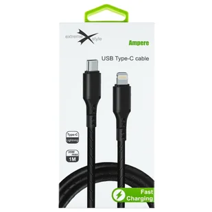 Wzmocniony kabel Ampere USB typ-C Lightning 1m szybki - Kable - miniaturka - grafika 2