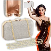 Torebki damskie - Srebrna torebka wieczorowa brokatowa - miniaturka - grafika 1