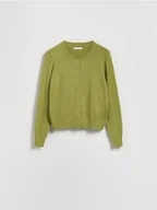 Swetry damskie - Reserved - Kardigan z wiskozą - oliwkowy - miniaturka - grafika 1