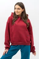 Bluzy damskie - Bluza z kapturem ciepła ,,DUYGU bordo - miniaturka - grafika 1