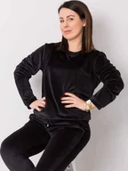 Dresy damskie - Welurowy dres damski plus size czarny (6085) - Factory Price - miniaturka - grafika 1