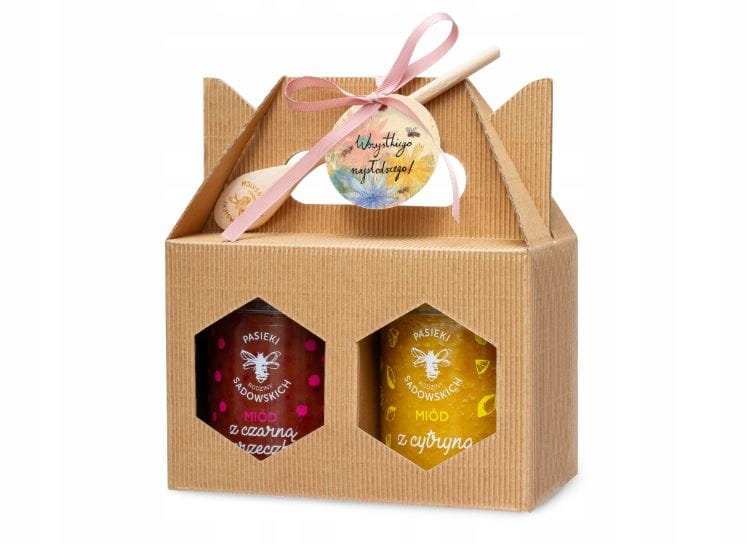 Zestaw z 2 miodami - miód z maliną 430 g; miód z cytryną 430 g