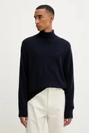 Swetry męskie - Calvin Klein sweter wełniany męski kolor granatowy lekki z golferm LV04LD317G - miniaturka - grafika 1