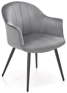 Krzesła - Krzesło tapicerowane z podłokietnikami K468 velvet popiel - miniaturka - grafika 1