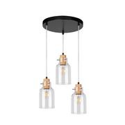 Lampy sufitowe - Lampa wisząca, Alessandro, 30x110 cm, czarny, dąb olejowany, transparentny - miniaturka - grafika 1