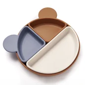 Miseczki i talerzyki dla dzieci - Silikonowy talerz Brun z wyjmowanymi miseczkami 3w1 w kształcie misia - miniaturka - grafika 1