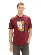 Koszulki męskie - TOM TAILOR T-shirt męski, 32220 – Burned Bordeaux Red, M - miniaturka - grafika 1