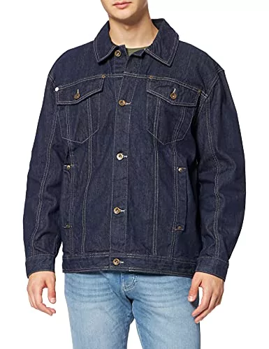 Southpole Męska kurtka Script Denim Jacket, haftowana kurtka dżinsowa dla mężczyzn dostępna w 2 kolorach, rozmiary S - XXL, Raw Indigo, L