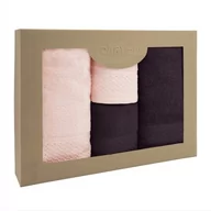 Ręczniki - Ręcznik bawełna 100% bakłażan + róż kwarcowy komplet 2szt.50x90+2szt.70x140 - miniaturka - grafika 1
