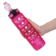 Shakery i bidony sportowe - BUTELKA PLASTIKOWA NA WODĘ BPA FREE 1000ML 1L NA TRENING SIŁOWNIA PRACA BUTELKA PLASTIKOWA RÓŻOWA - miniaturka - grafika 1