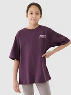 Koszulki dla dziewczynek - 4F T-shirt oversize z nadrukiem dziewczęcy - fioletowy 134 (8-9 lat) - miniaturka - grafika 1