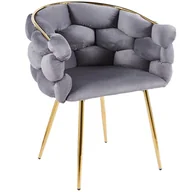 Krzesła - Krzesło BALLOON szary welur, złote nogi - miniaturka - grafika 1