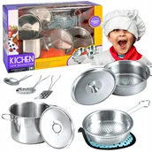 Zabawy w naśladowanie dorosłych - ZESTAW KUCHENNY METALOWY GARNEK PATELNIA AKCESORIA - miniaturka - grafika 1