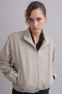 Kurtki damskie - 100% wełniana Kurtka bomber Aspen look melanżowy beż z wąskim rękawem - miniaturka - grafika 1