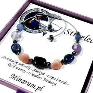 Bransoletka znak zodiaku Strzelec Obsydian Lapis Lazuli Opal bransoletka z kamieni naturalnych - Bransoletki Bransoletka znak zodiaku Strzelec Obsydian Lapis Lazuli Opal bransoletka z kamieni naturalnych - Bransoletki - miniaturka - grafika 1
