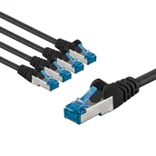 Kable miedziane - goobay 66040 CAT 6A kabel sieciowy w zestawie 5 szt. / kabel krosowy ekranowany S/FTP/CU Ethernet, PiMF, LSZH/Cat 6a kabel z 10 Gbits/czarny / 5 x 1 m - miniaturka - grafika 1
