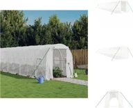 Szklarnie ogrodowe - vidaXL Szklarnia z ramą stalową biała 32 m² 16x2x2 m - Szklarnie - miniaturka - grafika 1