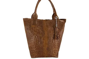 Modny worek skórzany - CROCO - Brązowy jasny - Brązowy jasny - Plecaki worki - miniaturka - grafika 1