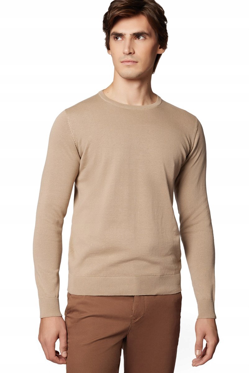 Sweter Męski Beżowy Bawełniany O-neck Próchnik PM8 M