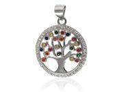Wisiorki - Elegancki rodowany srebrny wisiorek drzewo życia tree of life kolorowe cyrkonie srebro 925 W0456 - miniaturka - grafika 1