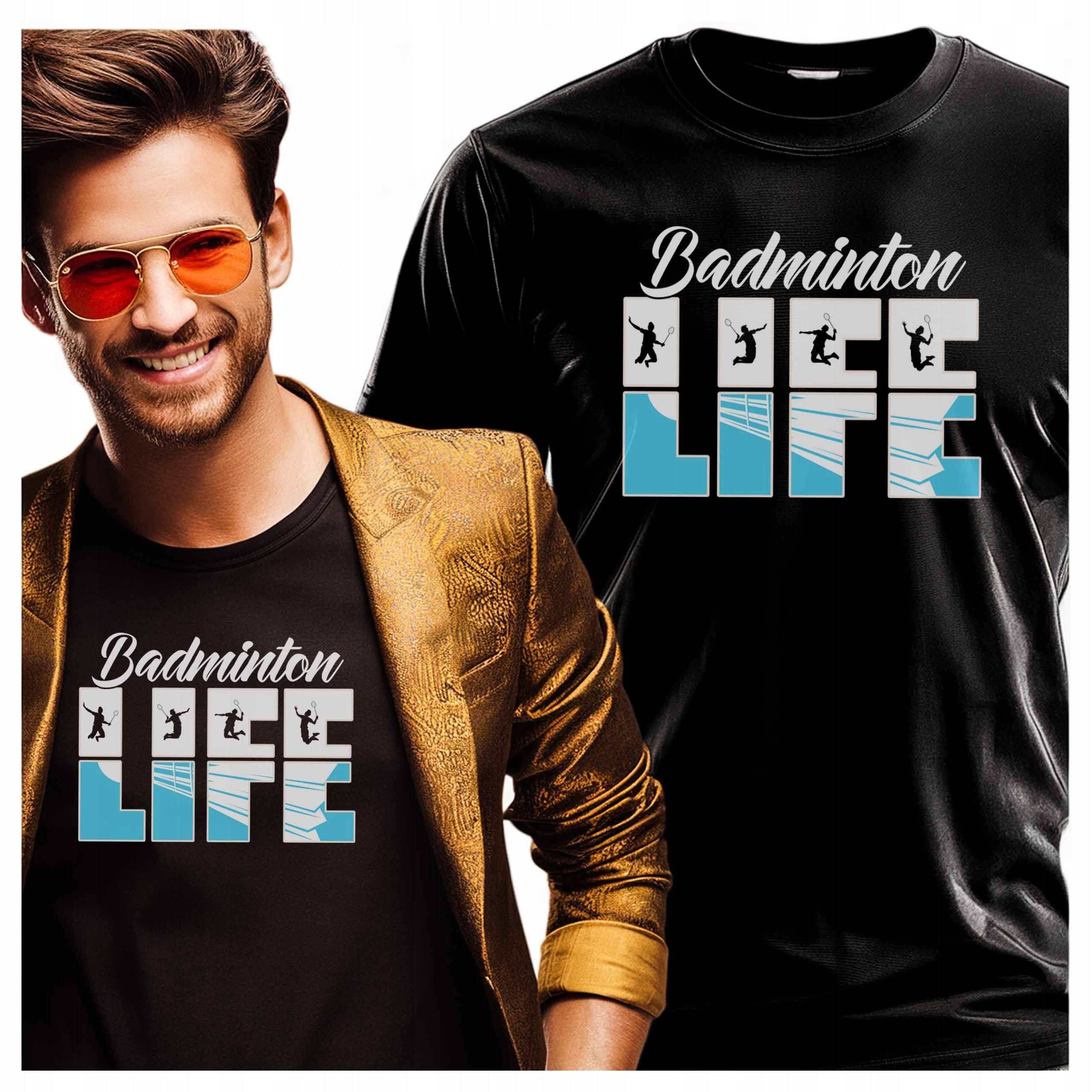 Koszulka męska z nadrukiem Badminton Life Sportowy Motyw Dla Gracza