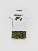 Skarpetki dla dzieci - Reserved - Bawełniana piżama z nadrukiem - biały - miniaturka - grafika 1