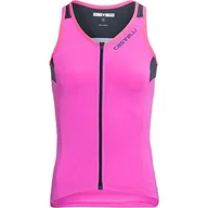 Biustonosze - CASTELLI Damski sportowy biustonosz Solare Top Pink Fluo/Dark Steel Blue S - miniaturka - grafika 1