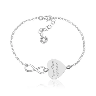 Srebrna bransoletka z serduszkiem i infinity Laura - grawer - Bransoletki Srebrna bransoletka z serduszkiem i infinity Laura - grawer - Bransoletki - miniaturka - grafika 1