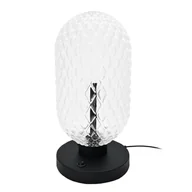 Lampy stojące - Stojąca lampa biurkowa Tanpo 2033 Shilo z włącznikiem szklana czarna - miniaturka - grafika 1