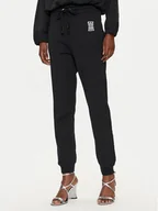 Spodnie sportowe damskie - Pinko Spodnie dresowe Felpa 100371 A23C Czarny Regular Fit - miniaturka - grafika 1