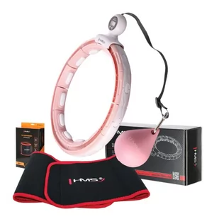 ZESTAW HULA HOP MAGNETYCZNY PINK HHM15 Z LICZNIKIEM HMS + PAS WYSZCZUPLAJĄCY BR163 RED - Pozostały sprzęt i akcesoria do ćwiczeń - miniaturka - grafika 1