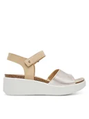 Sandały damskie - ECCO Sandały Flowt Wedge 27231360704 Złoty - miniaturka - grafika 1